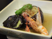 賀茂茄子旨煮 車海老 ししとう