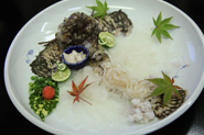 虎魚(オコゼ)薄造り ポン酢